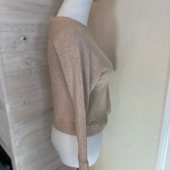 Massimo Dutti SZ 7-8 tall beige cashmere blend crewneck‎ wmini diamond sweater